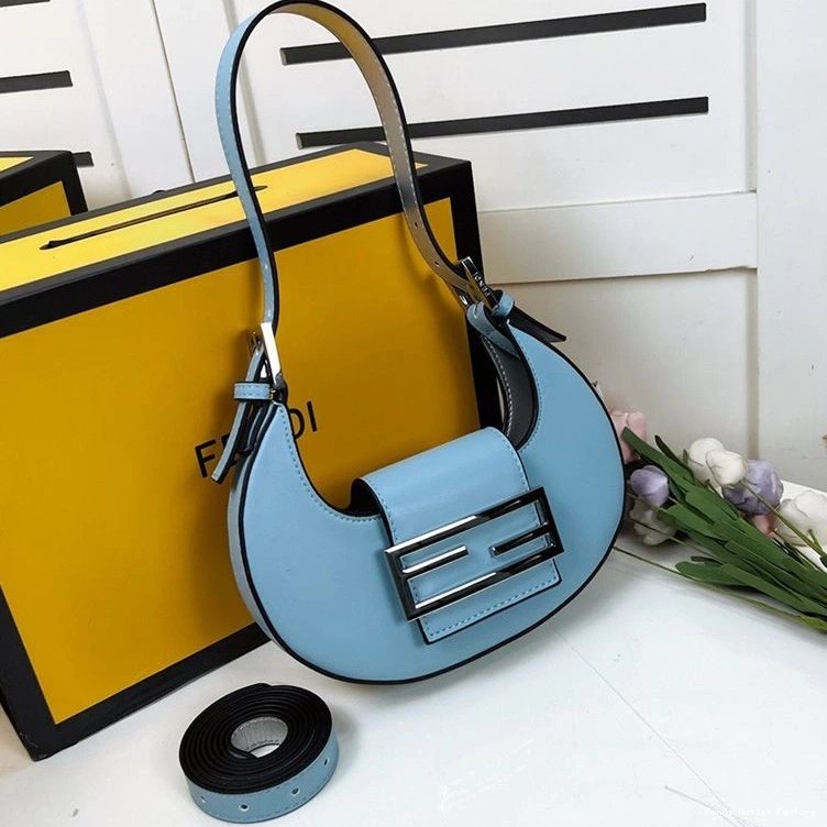 Affordable HOT Blue Fendi In Sky Mini Bag Hobo Cookie Leather Calf 0813
